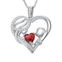 wholesale TOUPOP Christmas Gifts For Mom Birthstone Necklace Mother And Daughter/son Love Heart Necklace I Love You Mom Gifts Jewelry Birthday Gift For Women Grandmother Wife -color_name:01-January-Garnet