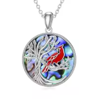 TOUPOP Sterling Silver Red Cardinal Pendant Necklace Memorial Jewelry-style_name:7-Abalone Shell Cardinal