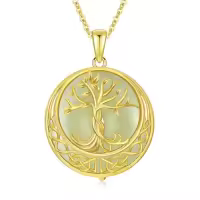 TOUPOP 14K Gold Plated Sterling Silver Jade Tree Of Life Necklace Celtic Family Jewelry Gift-style_name:Celtic Tree of Life
