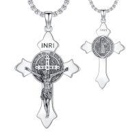 wholesale Saint Patron Necklace For Men Women 925 Sterling Silver Saint Pendant With Stainless Steel Chain St Medal Protection Necklace Catholic Religious Amulet Gifts For Him -style_name:C-St Benedict Necklace Cross