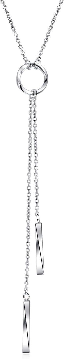 925 Sterling Silver Y Necklace with Lariat Tassel Pendant for Women Girls Mom Daughter Gift-0-0