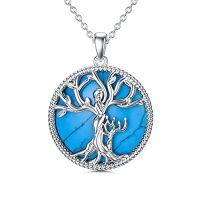 wholesale TOUPOP Christmas Gifts For Mom Tree Of Life Mother Necklace 925 Sterling Silver Mother And Daughter/son Jewelry Birthday Gifts For Women Grandma Wife -style_name:Turquoise-1 Children
