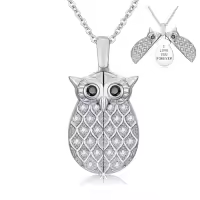 TOUPOP 925 Sterling Silver Cross Pendant Necklace for Women Men-style_name:Owl-I Love You Forever