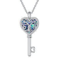 wholesale TOUPOP Christmas Gift Key Necklace Sterling Silver Tree Of Life Pendant Necklace For Women Key Jewelry -color_name:Abalone Shell Key Necklace