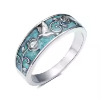 TOUPOP Sterling Silver Turquoise Boho Vintage Antique Ring For Women-style_name:1-Hummingbird