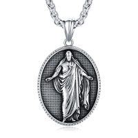 wholesale Saint Patron Necklace For Men Women Stainless Steel St Medal Protection Necklace Catholic Religious Amulet Gifts For Mothers Fathers Day -style_name:Jesus 4