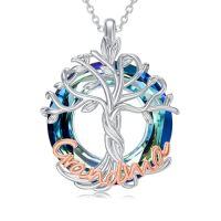 wholesale TOUPOP Tree Of Life Necklace For Women 925 Sterling Silver Family Tree Pendant Necklace With Crystal Jewelry For Mom Grandma Christmas Birthday Gifts -style_name:Grandma