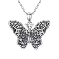 TOUPOP Sterling Silver Stone Dragonfly Butterfly Pendant Necklace-style_name:2-Butterfly