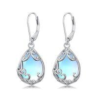 wholesale Teardrop Earrings For Women Celtic Filigree Drop Earrings Sterling Silver Leverback Jewelry Christmas Gifts For Women Mom -color_name:Moonstone