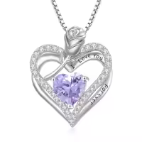 TOUPOP 925 Sterling Silver 12 Birthstone Double Heart Rose Necklace-color_name:6-Jun-Alexandrite