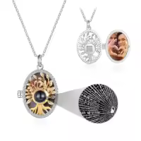 TOUPOP Stainless Steel Crystal Custom Photo Projection Necklace-style_name:Tree of Life Locket Necklace