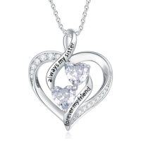 wholesale TOUPOP Sister Christmas Gifts From Sister/brother 925 Sterling Silver Sibling Sisters Neckalce Always My Sisters Forever My Friend Jewelry Birthday Anniversary Graduation Gift -style_name:6-Infinity Heart Necklace