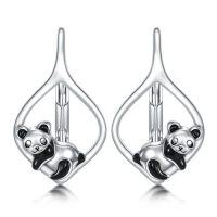 wholesale TOUPOP 925 Sterling Silver Animal Earrings For Women | Hypoallergenic Leverback Hoop Earrings | Christmas Anniversary Birthday Jewelry Gifts For Mom Wife Girlfriend Sister Friend -style_name:Panda
