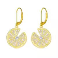 TOUPOP Sterling Silver Fruit Earrings Cherry Strawberry Lemon Pineapple Banana Jewelry Christmas Gifts-style_name:Lemon