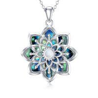 wholesale Abalone Lotus Necklace 925 Sterling Silver Lotus Flower Necklace Yoga Pendant Abalone Jewelry Christmas Gifts For Women -style_name:2-Opal Lotus