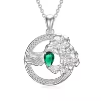 TOUPOP Sterling Silver Animal Pendant Women Jewelry Christmas Gifts-style_name:Hummingbrid-Zirconia
