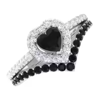 TOUPOP Sterling Silver Agate Moissanite Black Onyx Wedding Ring Set-style_name:A Black Onyx Moissanite Ring