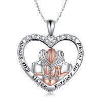 wholesale TOUPOP 925 Sterling Silver Sister Necklace - Birthday Gift For Sisters, Mom, Daughter - Always My Sister Forever My Friend Crystal Necklace For 2/3/4/5 Sisters -color_name:3 Sisters Necklace Sterling Silver