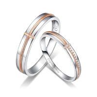 wholesale TOUPOP Personalized Engraved Moissanite Couples Rings Wedding Band Sets For Him And Her Sterling Silver Engagement Ring Wedding Anniversary Valentine's Day 10k 14k 18k -style_name:J Moissanite Wedding Ring Set