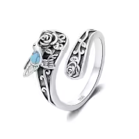 TOUPOP Sterling Silver Adjustable Thumb Spoon Rings Boho Antique Jewelry-style_name:3-Hummingbird