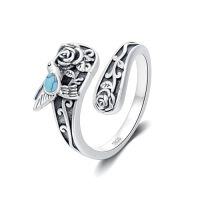 wholesale TOUPOP Spoon Rings For Women 925 Sterling Silver Adjustable Thumb Spoon Rings Promise Engagement Statement Boho Vintage Finger Open Antique Rings Jewelry -style_name:3-Hummingbird