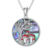 TOUPOP Sterling Silver Crystal Abalone Shell Animal Pendant Necklace-style_name:2-Abalone Shell-Mushroom