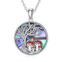 wholesale TOUPOP Tree Of Life Animal Necklace 925 Sterling Silver Crystal/abalone Shell Animal Pendant Jewelry Birthday Mothers Day Gifts For Women Mom Wife Her -style_name:2-Abalone Shell-Mushroom