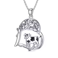 TOUPOP Sterling Silver & Stone Pendant Necklace For Women-style_name:Cow Heart Necklace