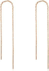 wholesale Sterling Silver Nickel Free Threader Chain Dangle Earrings for Women-Pink 2.0 Inches