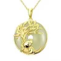 TOUPOP 14K Gold Plated Sterling Silver Tree Of Life Animal Pendant Jewelry-style_name:Koala