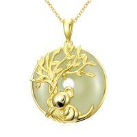 wholesale Jade Necklace For Women 14k Gold Plated Sterling Silver Tree Of Life Animal Pendant Good Fortune Jewelry Christmas Gifts For Women Mom Wife -style_name:Koala
