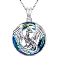 TOUPOP Sterling Silver Crystal Dragon Pendant Necklace Gift for Women-color_name:Blue Crystal