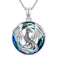 wholesale TOUPOP Dragon Necklace Sterling Silver Dragon Pendant Necklace With Crystal Jewelry Birthday Christmas Gifts For Women Her Wife Mom -color_name:Blue Crystal