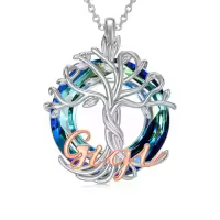 TOUPOP Sterling Silver Crystal Tree Of Life Necklace For Women-style_name:Gigi