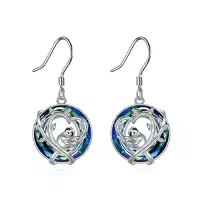 TOUPOP Sterling Silver Crystal Opal Cute Animal Dangle Earrings Gifts-color_name:Sloth Earrings with Blue Circle Crystal