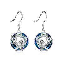 wholesale TOUPOP Cute Animal Dangle Earrings Animal Jewelry Birthday Christmas Gifts For Women Sterling Silver Crystal Opal Earrings -color_name:Sloth Earrings with Blue Circle Crystal