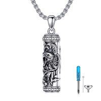 wholesale Urn Necklace For Men 925 Sterling Silver Bar Cylinder Dragon/eagle/wolf Cremation Necklace Keepsake Pendant Memorial Jewelry Christmas Gifts For Men -style_name:Eagle