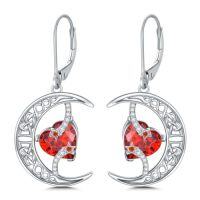 wholesale TOUPOP Moon Birthstone Earrings 925 Sterling Silver Celtic Moon And Star Earrings Jewelry Birthday Christmas Gifts For Women Her -color_name:01-January-Garnet