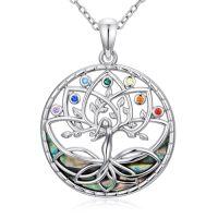 wholesale 7 Chakra Necklace 925 Sterling Silver Yoga/lotus/tree Of Life Chakra Pendant Necklaces Energy Balance For Women Christmas Gift Her -style_name:Tree of life