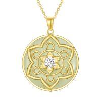 wholesale Jade Lotus Necklace For Women 14k Gold Plated Sterling Silver Good Fortune Jade Jewelry Birthday Christmas Gifts For Women Mom Wife -style_name:8-Yoga Lotus-Hetian Jade