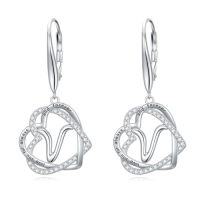 wholesale TOUPOP Gifts For Women Heart Initial Earrings 925 Sterling Silver Double Heart Dangle Earrings Birthday Jewelry Birthday Christmas Gifts For Her Wife Girlfriend -style_name:Initial V