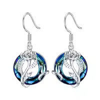 TOUPOP Sterling Silver Crystal Birth Flower Earrings 12 Month Floral Jewelry Gifts-color_name:08-August-Poppy-Circle Crystal