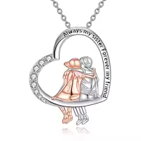 TOUPOP Sterling Silver & Stone Sisters Necklace, Forever My Friend Gift-style_name:1-Gifts for Sister from Brother