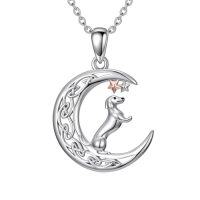 wholesale TOUPOP Cat/owl/polar Bear/dachshund/crow/fox Necklace For Women 925 Sterling Silver Celtic Moon Pendant Jewelry Birthday Christmas Anniversary Animal Lovers Christmas Gifts For Her -style_name:Dachshund