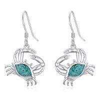 wholesale Ocean Earrings 925 Sterling Silver Turquoise Sea Animal Dangle Drop Earrings Beach Themed Jewelry Gifts For Women -style_name:Crab