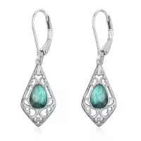 TOUPOP Sterling Silver Gemstone Teardrop Dangle Drop Earrings-color_name:Labradorite