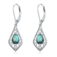 wholesale Filigree Bohemian Earrings 925 Sterling Silver Teardrop Gemstone Dangle Drop Earrings Fine Jewelry Birthday Christmas Gifts For Women -color_name:Labradorite