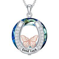 wholesale TOUPOP Horse Necklace 925 Sterling Silver For Women Horse Pendant Necklace With Crystal Birthday Gift For Women Wife -style_name:Horseshoe