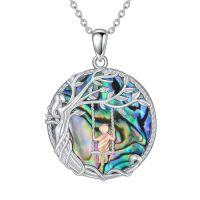 wholesale TOUPOP Christmas Gifts For Mom Mother And Daughter/son Necklace 925 Sterling Silver Family Tree Of Life Jewelry Birthday For Women Wife Grandma -style_name:Abalone Shell-Mother 1 Children