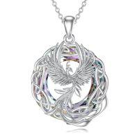 wholesale Phoenix Necklace S925 Sterling Silver Crystal Phoenix Pendant Necklace Jewelry Gifts For Women Her Mom -color_name:Purple-b